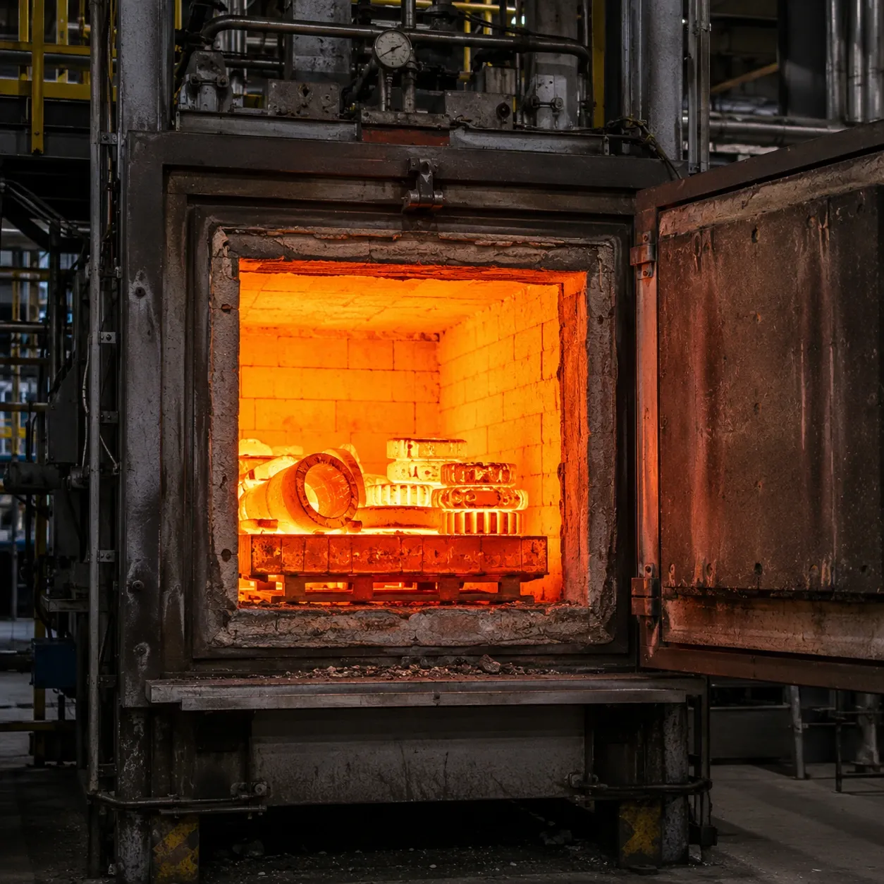 Inductive proximity sensor detecting hot metal parts near a furnace in an extreme high temperature environment